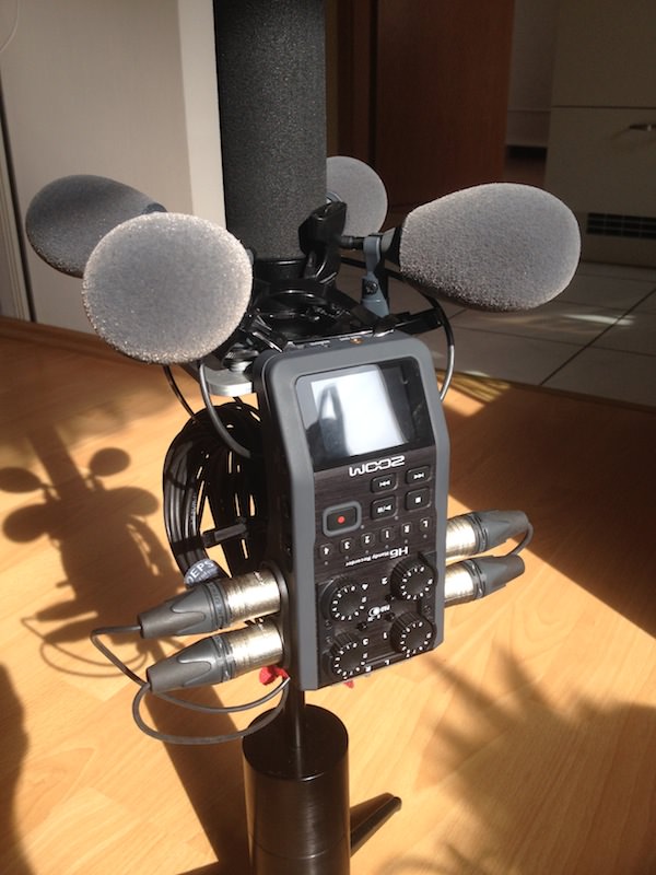 Front view with Zoom H6 field recorder attached